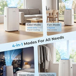 14000 BTU Portable Air Conditioner with Cooling, Dehumidifier, Fan & Sleep Mode, Auto-Swing, Remote Control, 24H Timer, Exhaust Hose, Energy Class A