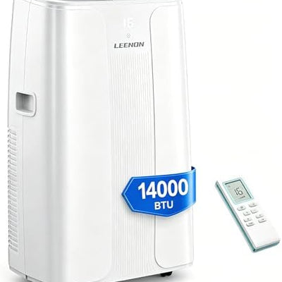 14000 BTU Portable Air Conditioner with Cooling, Dehumidifier, Fan & Sleep Mode, Auto-Swing, Remote Control, 24H Timer, Exhaust Hose, Energy Class A