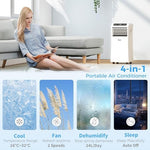 9000 BTU Portable Air Conditioner with Cooling, Fan, Dehumidifier (24L/Day), Sleep Mode, Remote Control, 24H Timer, Digital Display, Window Kit
