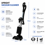 Upright Vacuum Cleaner for Pet Hair, 850W Powerful Suction & Anti-Tangle Brush