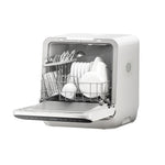 White Countertop Dishwasher with a Visible Door