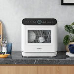 White Countertop Dishwasher with a Visible Door