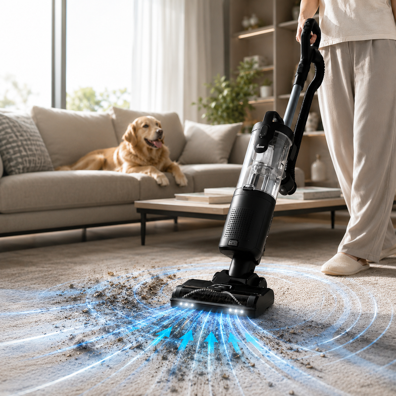 Upright Vacuum Cleaner for Pet Hair, 850W Powerful Suction & Anti-Tangle Brush